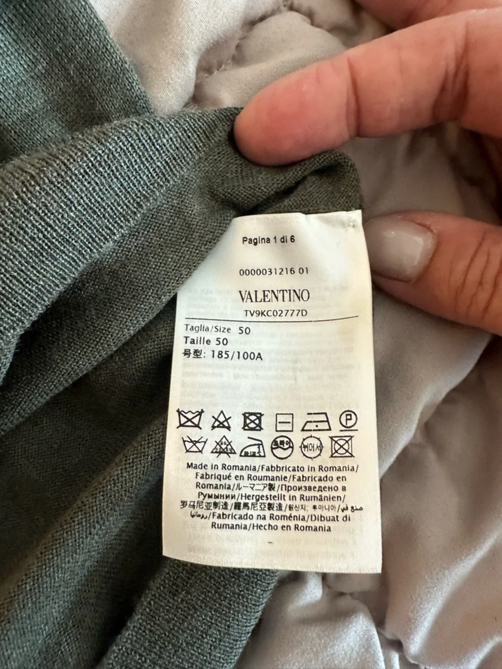 Valentino Olive Green V Logo Crewneck Sweater - Picture 2 of 2